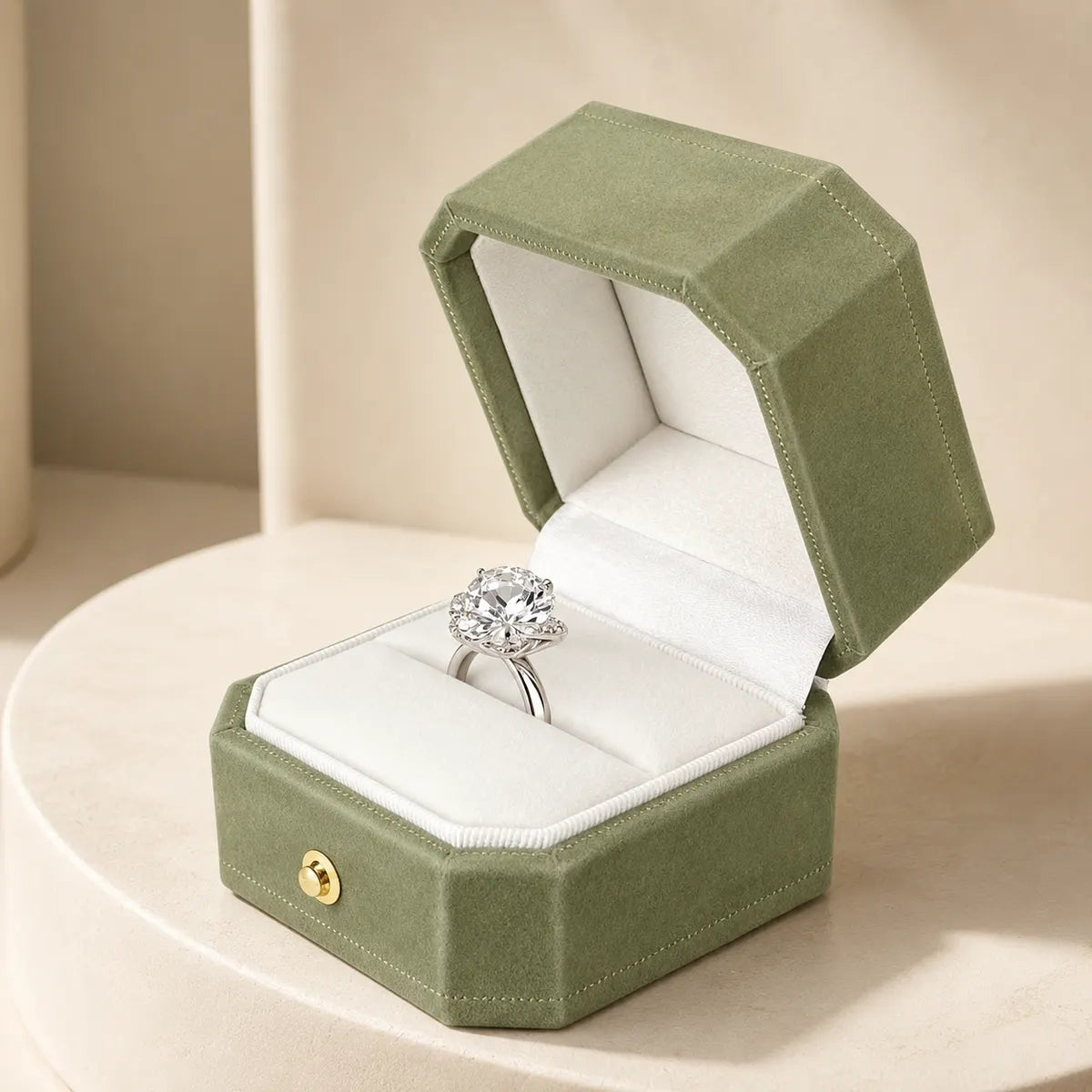 Gemkeepery Velvet Octagon Engagement Ring Box