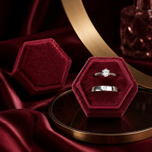 Gemkeepery Hexagon Velvet Wedding Ring Box