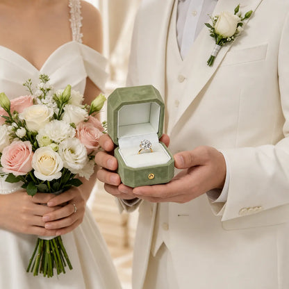 Gemkeepery Velvet Octagon Engagement Ring Box