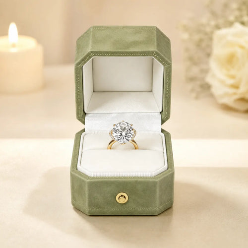 Gemkeepery Velvet Octagon Engagement Ring Box