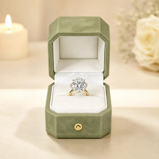 Gemkeepery Velvet Octagon Engagement Ring Box